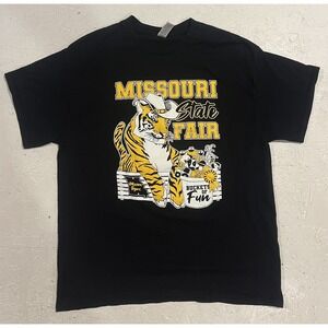 Mizzou Missouri Tigers State Fair Shirt Mens Large Black Short Sleeve College